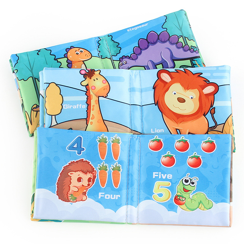 Bebé transfronterizo libro de tela desgarrable juguete 4 páginas 8 lados educación temprana cognición lavable desgarrable Palm libro de tela papel de llamada