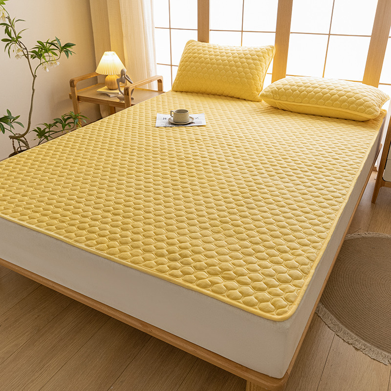 벨벳 퀼팅 매트리스 - 밝은 노란색