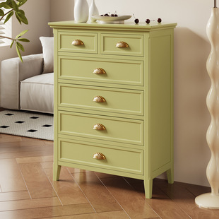 French Style Solid Wood Bucket Cabinet Modern Simple Five-six Bucket Living Room Bedroom Storage Sideboard Fruit Green Storage Cabinet