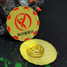 金属徽章定做外烤漆校徽珐琅班徽LOOG贸胸针商务礼品定制镀金圆形