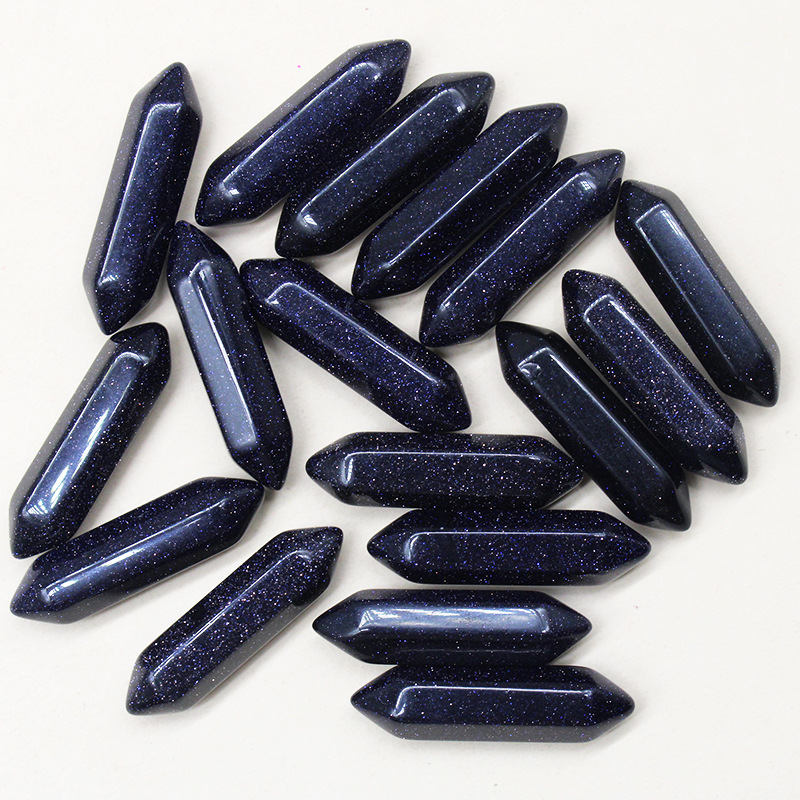 100pcs Natural Blue Sand Stone Healing Hexagonal Column Reiki for