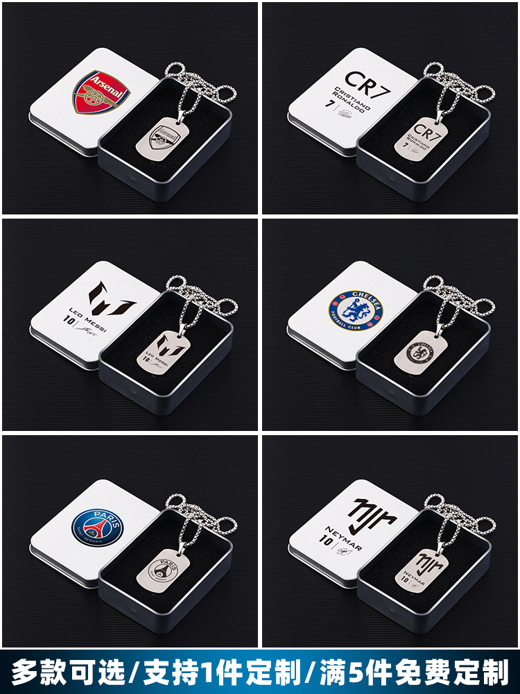 Football Star Pendant Military Brand Necklace Ronaldo Messi Neymar Royal Horse Barcelona Manchester City Chelsea Ac Meters