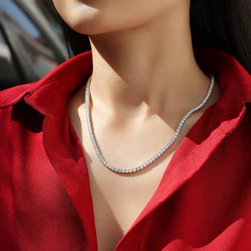 S925 silver necklace moissanite galaxy necklace women's cross-border new tennis chain Guangzhou factory