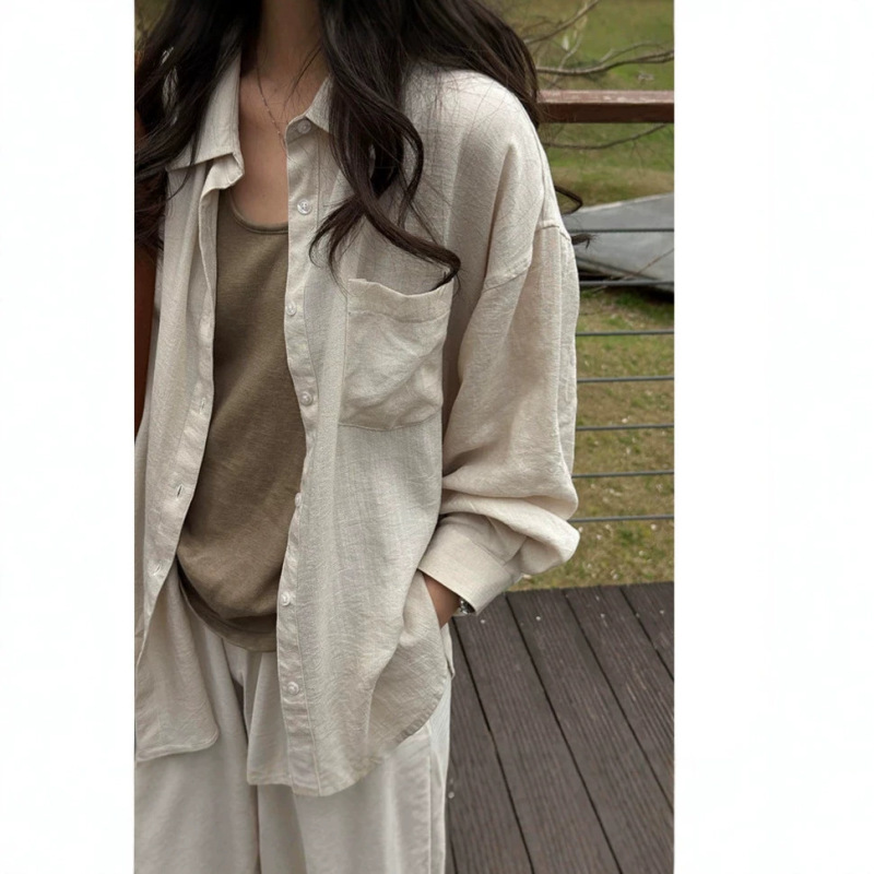 Linen Sun-Protective Shirt for Women 2026 Summer New Thin Style Lazy Loose Casual Long-Sleeve Shirt Jacket