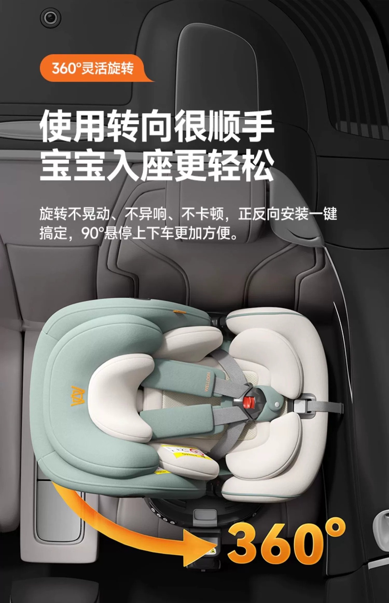 Welldon Huilun Smart Turn 2Pro+ Safety Seat for Babies Aged 0-7 Years, New National Standard Car Seat for Infants
