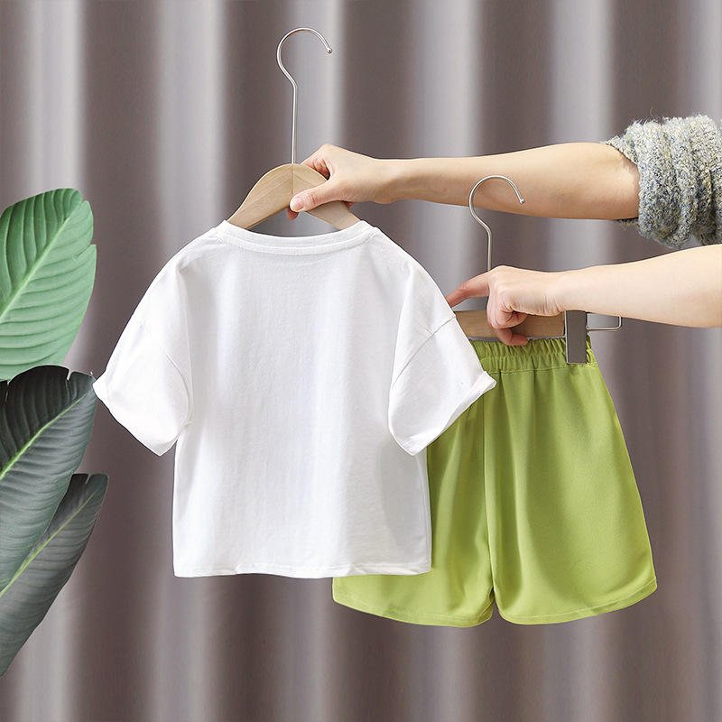 7337 Traje de camiseta de dinosaurio para niños Verano 2025 Nuevo estilo Cool y guapo Ropa delgada de manga corta Red de Internet de moda 6