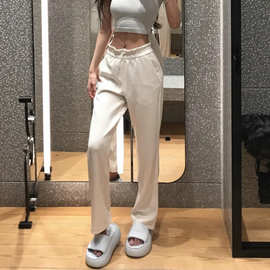 lulu原标Softstreme空气层直筒裤微喇叭裤女高腰垂感宽松休闲运动
