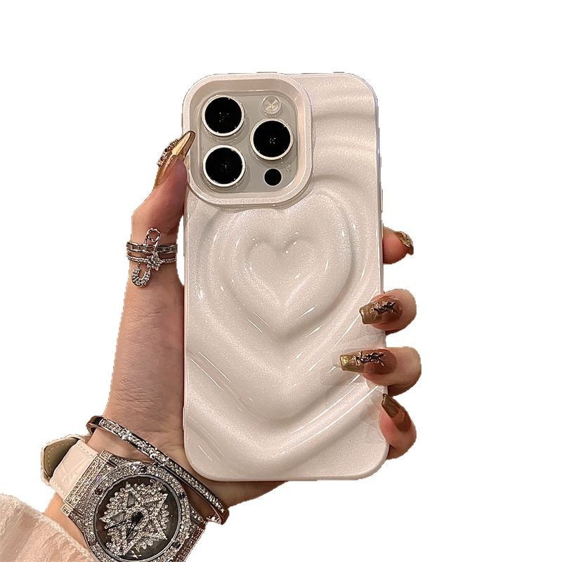 Viento suave ins blanco lechoso ondulación de agua amor para iphone14/13 funda para teléfono móvil 16ProMax Apple 15 mujer