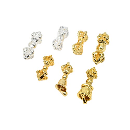 18k gold colorfast Vajra bell magic wand lucky charm spacer beads DIY jewelry accessories bracelet necklace handmade beads