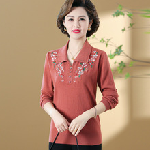 2024新款时尚妈妈早春洋气上衣中老年女春装小衫40岁50t恤针织衫