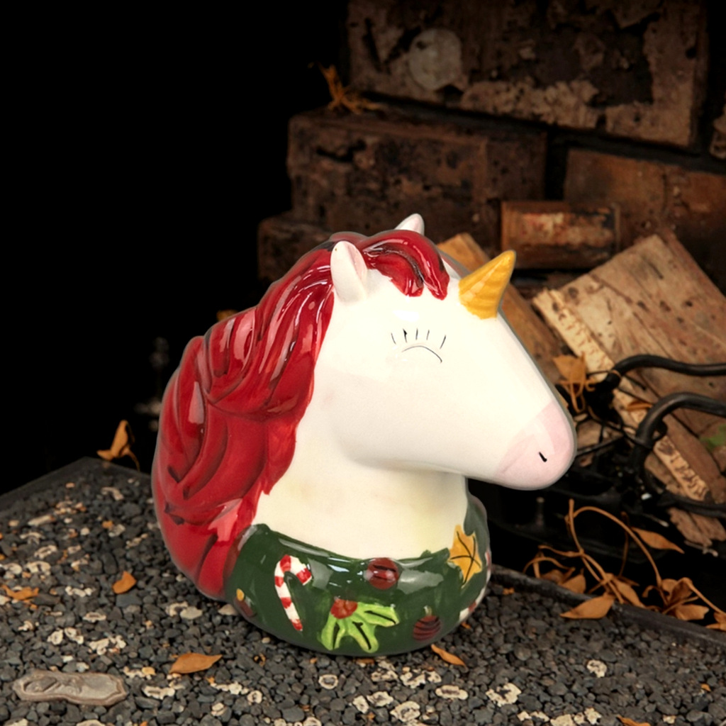Navidad pintada a mano transfronteriza cerámica unicornio encantador jarrón de escritorio creativo de artesanía