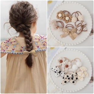 A221 Manufacturer Wholesale Export Cross-Border Amazon Kidsren's Headwear Hair Accessories Swallowtail Hair Accessories Hair Rope Rubber Band 1 Set