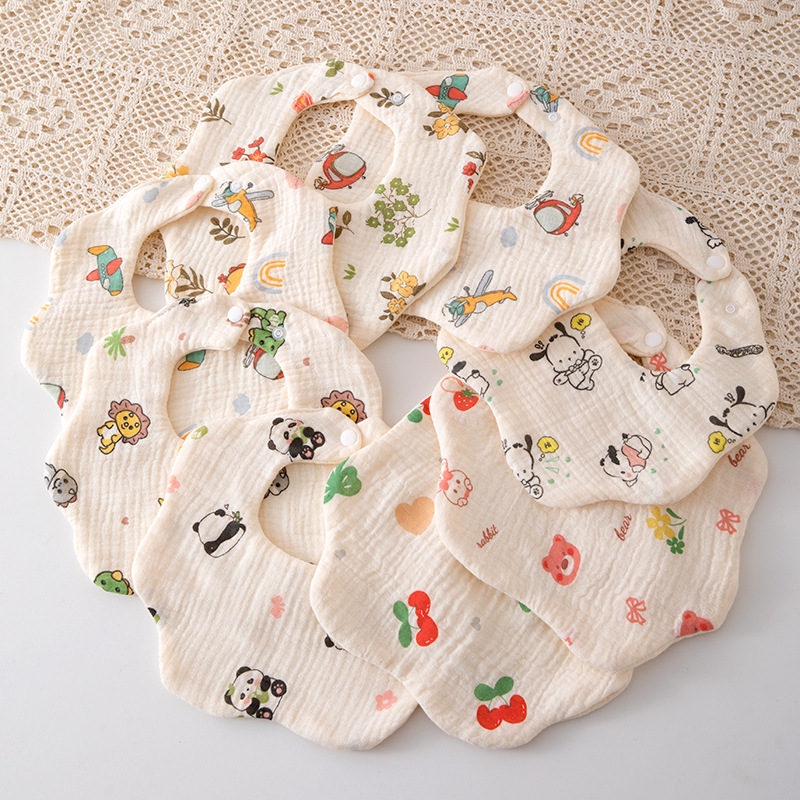 Children's cartoon brand waterproof cotton gauze eating bib for new…