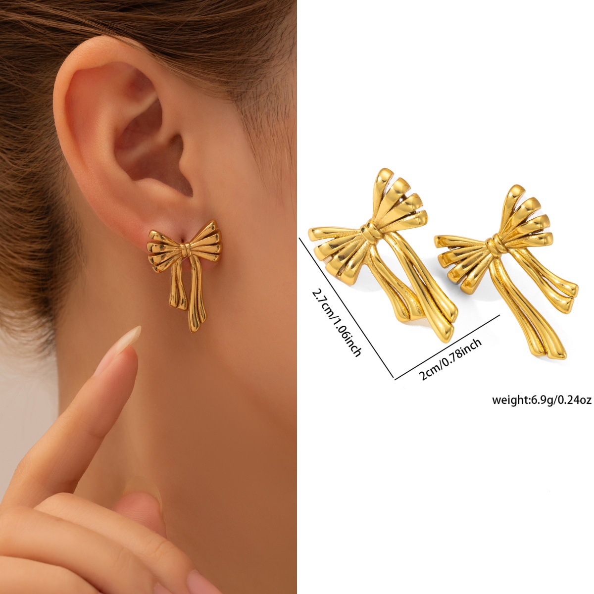 Pendientes de acero de titanio transfronterizos para mujer, lujo ligero, sentido de alta gama, temperamento retro de nicho, pendientes que no se desvanece, pendientes de todo fósforo al por mayor