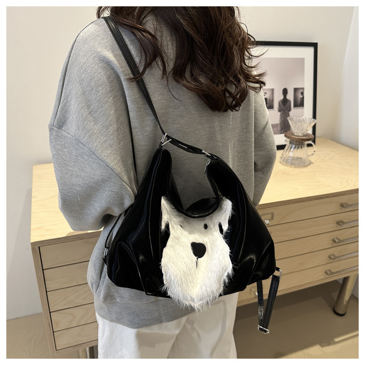Cute little dog tote bag, women's bag, fashionable new school style backpack, large-capacity commuting single-shoulder bag undefined