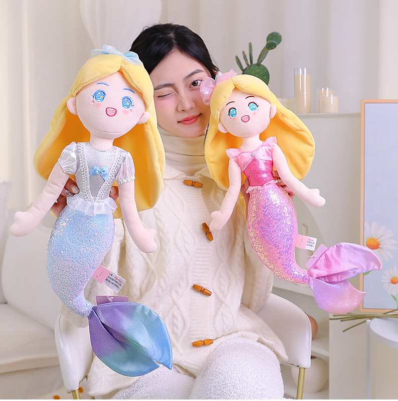 Shining Mermaid Princess Rag Doll Pillow Girl Doll Cute Stuffed Toy Children's Gift Sleeping Doll