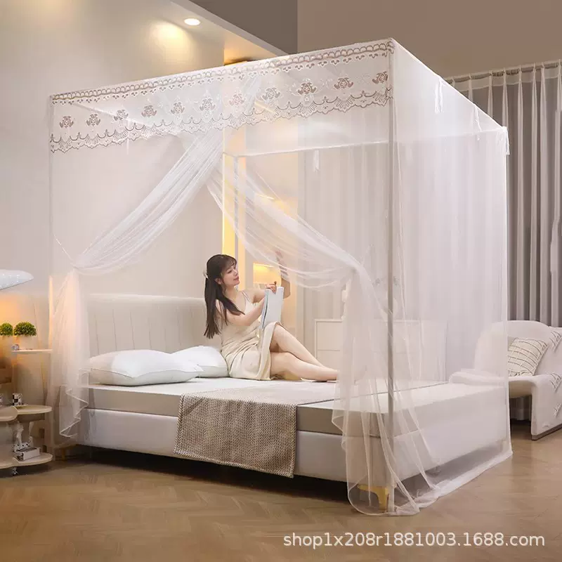 2026新款家用蚊帐宫廷单开门防蚊高级老支架式落地公主风1.5m双人