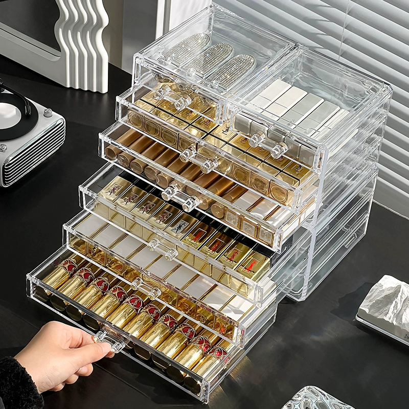Table lipstick, acrylic storage box, transparent lip gloss, cosmetic dressing table