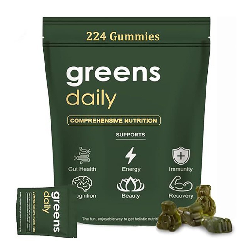 Amazon cross-border bestseller 224 pcs green soft candy Greens spirulina source factory custom wholesale