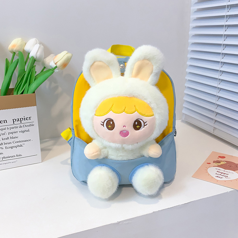 Nueva mochila de jardín de infantes de dibujos animados, mochila infantil, mochila ultra ligera, muñeca de peluche, fabricante de mochila para niñas