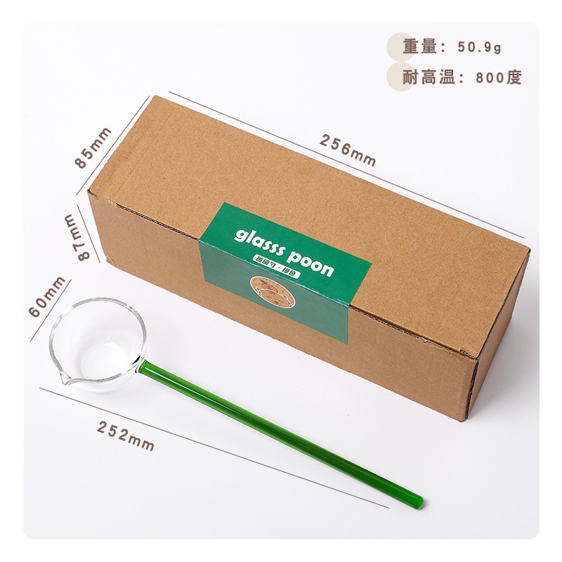 Fábrica creativa leche postre cuchara de color de vidrio hecho a mano boca puntiaguda cuchara sopa hogar boca oblicua hervida cuchara de vidrio de vino tinto