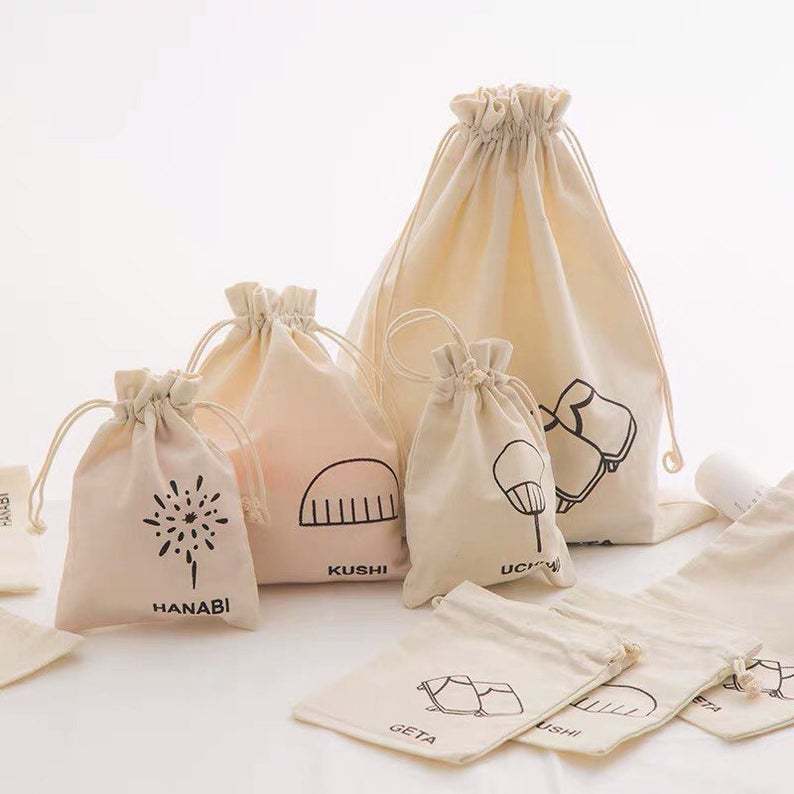 可循环利用单面印花抽绳束口定做抽绳布袋可定制糖果等棉布收纳袋