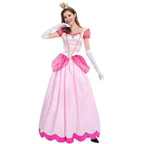 Halloween costume, Princess Peach, Pink Princess, Stage dress, Party Queen dress, Formal gown