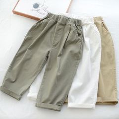 男の子と女の子のための新しい純粋な綿のパンツ、子供、男の子、女の子のための新しい無地の防蚊パンツ、ストレート、通気性、多用途のカジュアルパンツ