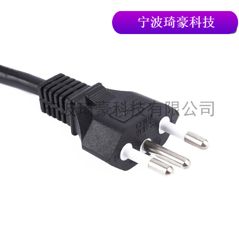 按需供应标铜三芯品字尾连接线 1.8米巴西三插电源线电炒锅插头线
