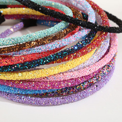 日韓新款閃鑽多色細邊發箍兒童蔥粉亮片超閃發箍簡約甜美小眾頭箍