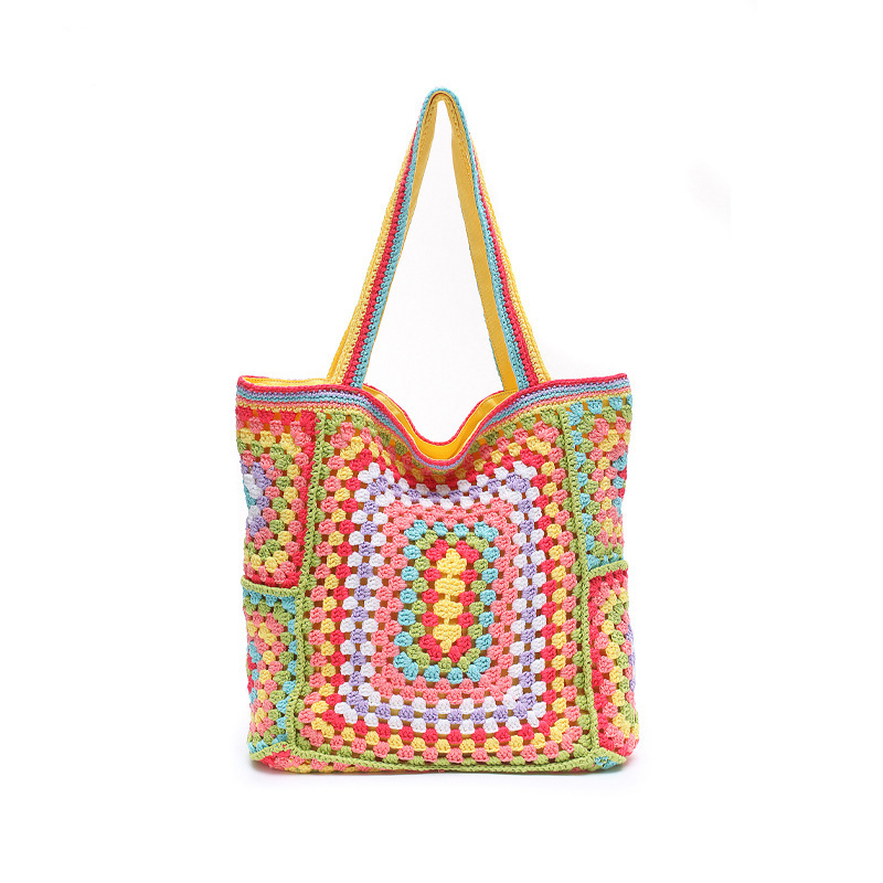 Women's Retro Large Capacity Tote Bag - Luxury Lightweight Handbag For Commuting, Knit Crossbody Shoulder Bag - Thumbnail 5