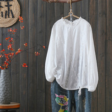 3175提花刺绣花边上衣2025春装新款收下摆套头衬衣公主衬衫防晒衣