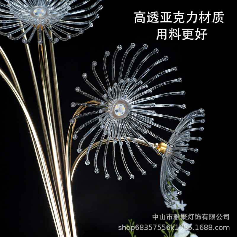 Luces guía de camino con forma de diente de león de ocho cabezas, arte en hierro con galvanoplastia, diseño de salón de bodas, accesorios y decoraciones para el centro del escenario de bodas image 4