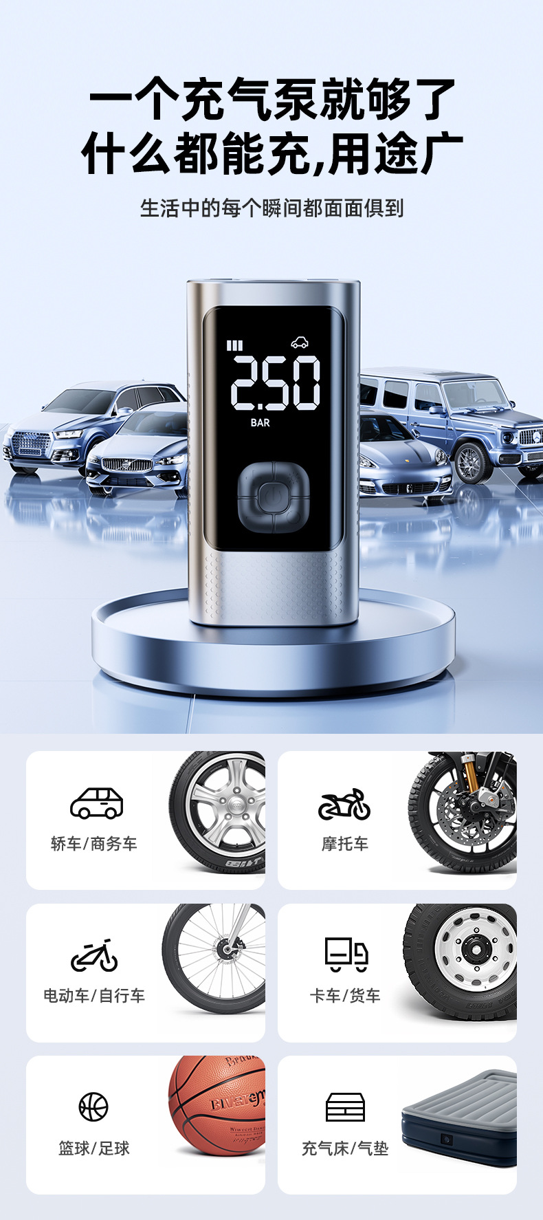 Car Wireless Inflator Portable Electric Air Pump for Car Tires