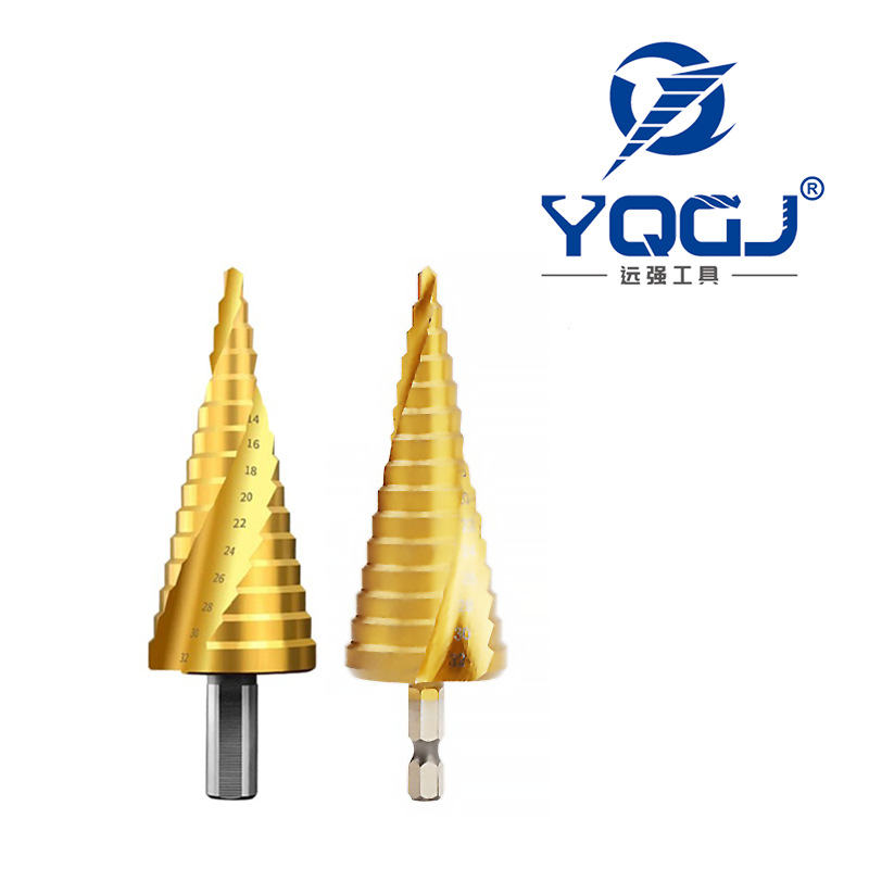 工厂生产HSS4241#镀钛三角柄六角柄螺旋槽阶梯钻宝塔钻设计钻头