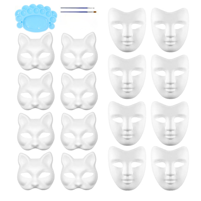 Máscaras en blanco para Halloween más vendidas de Amazon, máscaras de pulpa pintadas a mano, máscaras blancas para pintar uno mismo, accesorios para graffiti