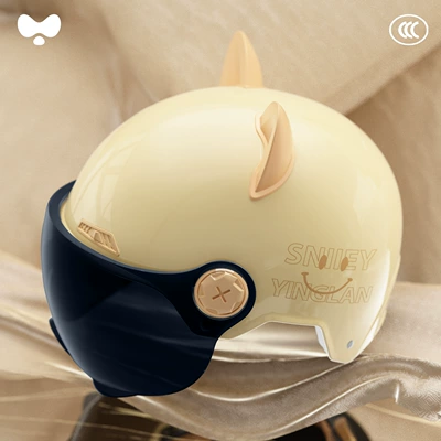Motosiklet kaskı (dəbilqə) – Cute Helmet for Electric Scooters, Women's - 3c-single-lens-apricot-sun-protection-short-lens-class-a-new-national-standard-one-size-fits-all