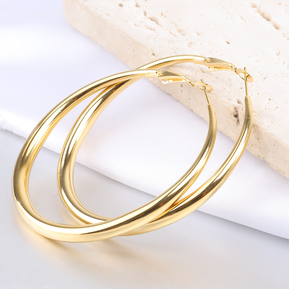 Holiday, Daily Occasion 1 Pair Simple Style Solid Color Plating Titanium Steel Gold Plated Earrings
