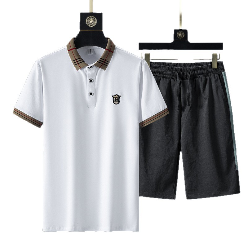Traje deportivo delgado de verano para hombre 2025 verano nuevo estilo camisa POLO de manga corta pantalones cortos sueltos traje casual de algodón