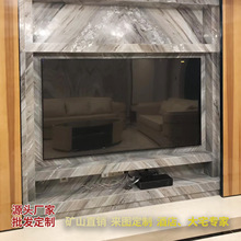 电视背景墙天然石材蓝金沙大理石大板台面理石吧台奢石接来图打样
