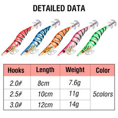 Luminous squid big-eyed wood shrimp fake bait squid hook sea fishing 8/10/12cm double umbrella hook throwing bait fishing gear