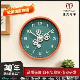 通元时尚简约定制齿轮挂钟静音旋转休闲装饰时钟指针式钟表工厂