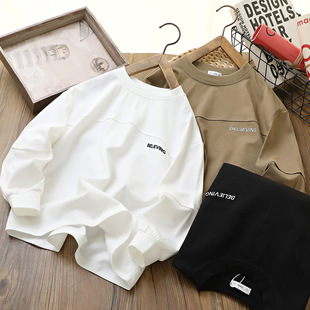 Boys' Cotton Base Shirt Large Children's 2025 New Spring Inner Boys' Crewneck Top Children's Long Sleeve T-Shirt