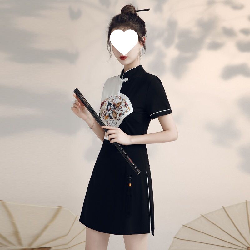 Modernized Qipao Hanfu Dress for Women 2023 Summer New Style, Slim-Fit, Petite, Chinese Style Two-Piece Set Modernized Qipao Hanfu Dress for Women 2023 Summer New Style, Slim-Fit, Petite, Chinese Style Two-Piece Set