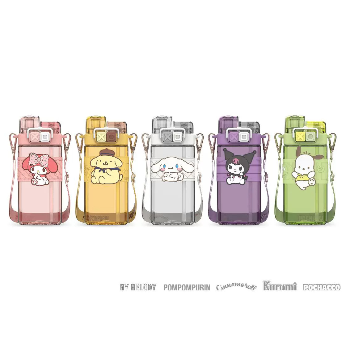 Punk Sanrio doble bebida taza Pacha perro coolomi nueva línea roja creativa cubierta elástica doble taza de plástico abierta con estudiante