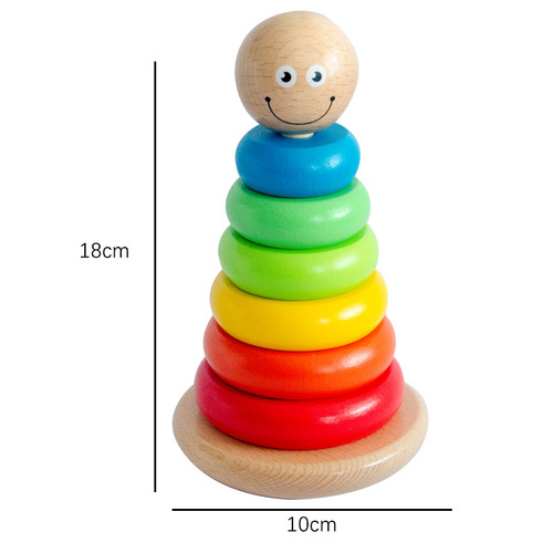 Children's wooden toy mushroom stacking tower cartoon magical see-saw wooden children's early education toy