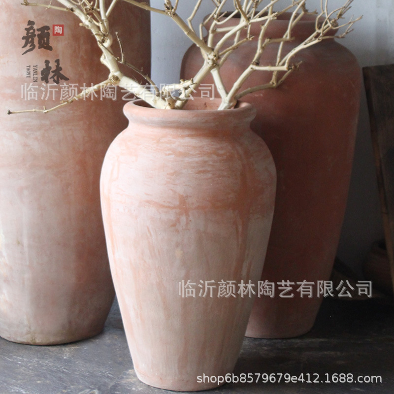 Paisaje de vid maceta de cerámica gruesa maceta de cerámica antigua combinación de gran tamaño cerámica simple cerámica roja