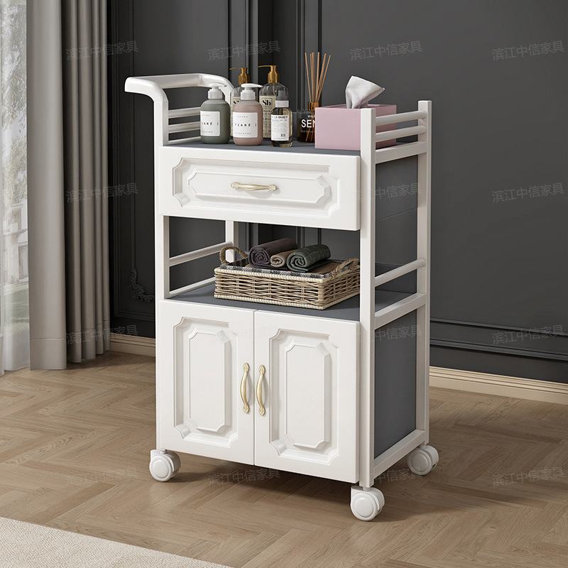 팔걸이형 화이트 프레임 + 그레이 서랍 + 그레이 캐비닛 - 표준 구성 - 50x33x83cm