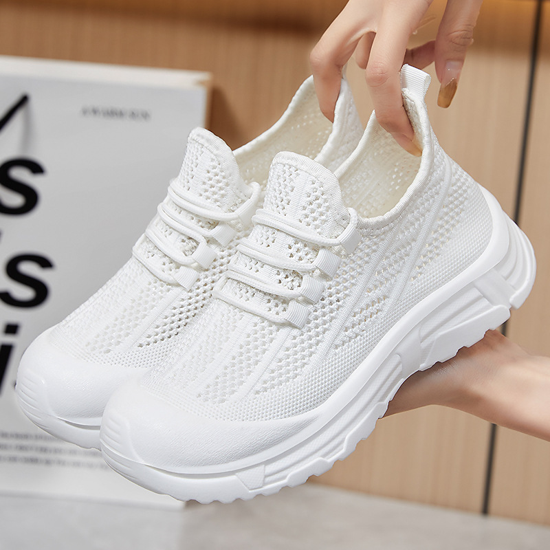 Zapatos mujer verano nuevo estilo transpirable casual papá zapatos de malla zapatos de suela suave sin pies cansados zapatos de suela gruesa zapatos de madre