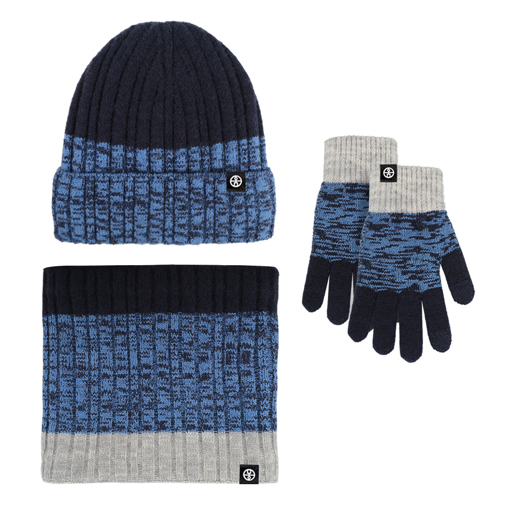 Men's And Women's Fashion Accessories Winter Outdoor Insulation Warm Knit Gradient Hat Scarf Gloves Three Piece Set Holiday Gift_voghion.com